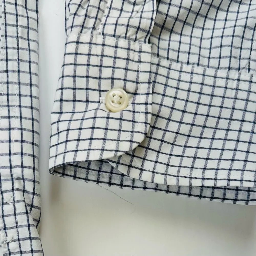 J.Crew Men’s SZ XL Slim Fit Button Down Shirt Classic White Navy Grid Check